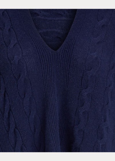 Poncho Ralph Lauren Mujer Azul Marino - Cable-Knit Cashmere - ZBNRL8297